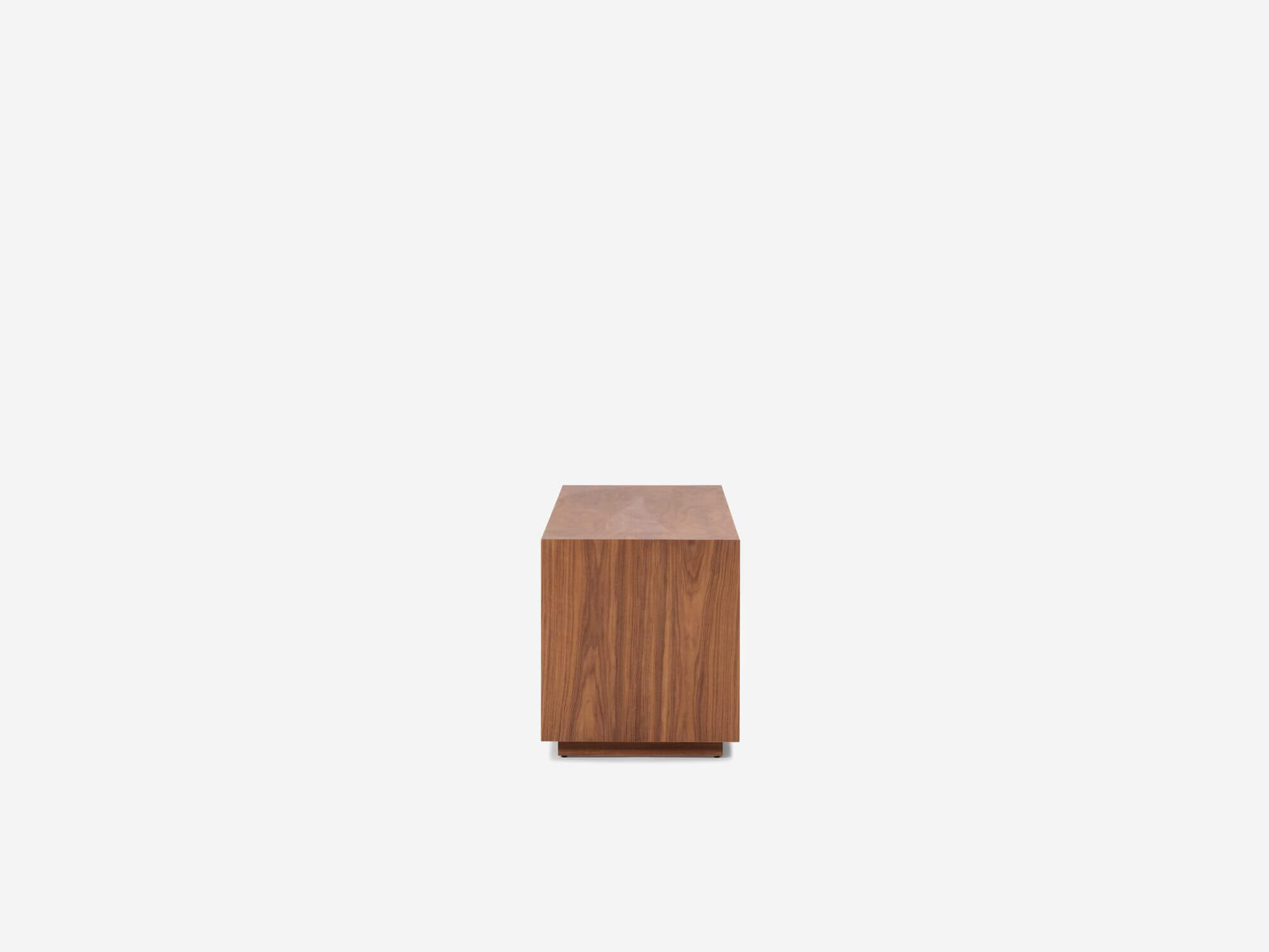 Side view of modern walnut tv stand